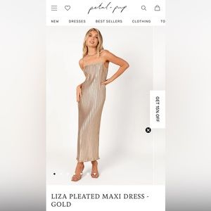 Petal and Pup Liza pleated maxi dress in gold - size L